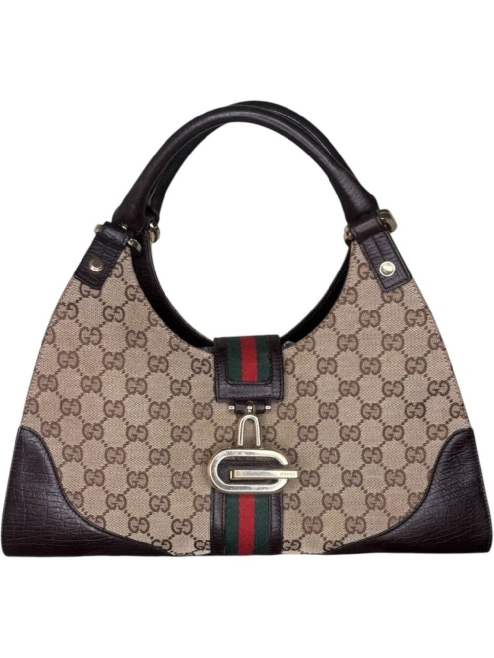 (S6) Gucci Hand Bag Brown PVC